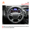 MEWANT Hand Stitch Black Leather Suede Car Steering Wheel Cover for Ford Focus ST 2012-2014