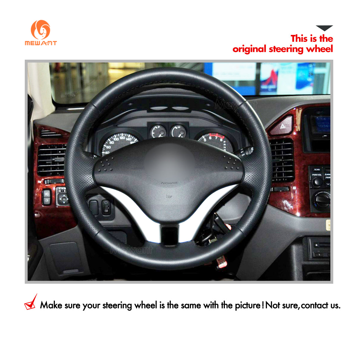 MEWANT Hand Stitch Car Steering Wheel Cover for Mitsubishi L200 2006-2015 / Triton 2006-2012