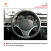 MEWANT Hand Stitch Black Suede Leather Car Steering Wheel Cover for BMW 1 Series E81 E82 E87 E88 2008-2012 / 3 Series E90 E91 E92 E93 2006-2011