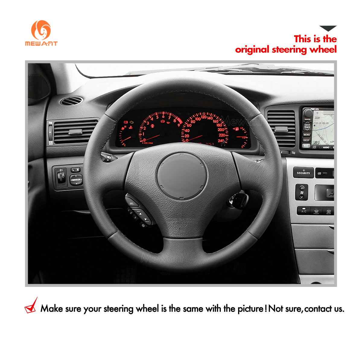 Car Steering Wheel Cover for Toyota Corolla (Verso) 2002-2004 / Yaris (Verso)