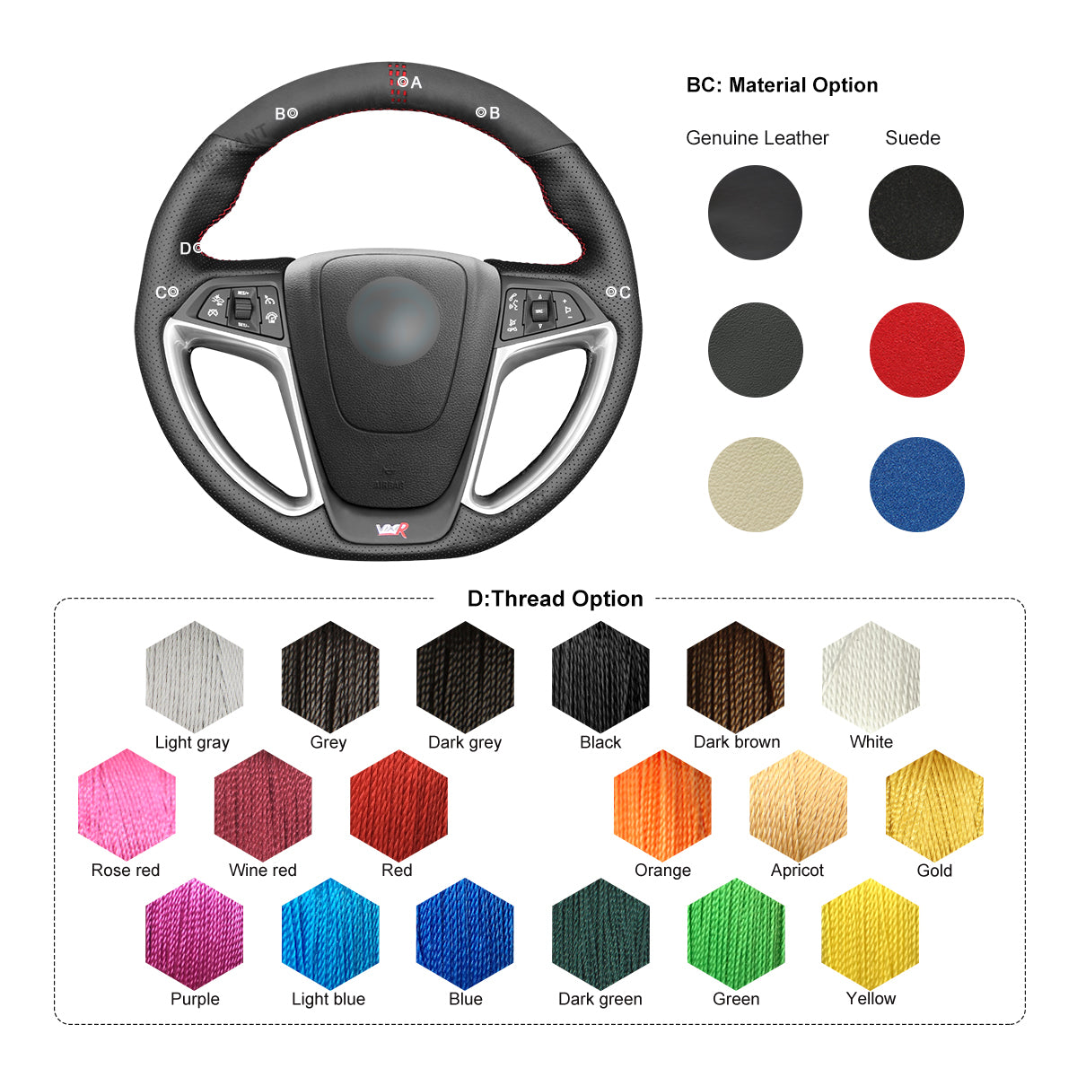 MEWANT Black Carbon Fiber Suede Leather Car Steering Wheel Cover for Opel Astra GTC OPC Vauxhall Astra GTC VXR Holden Astra VXR