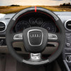 MEWANT Leather Suede Carbon Fiber Car Steering Wheel Cover for Audi A3 (8P) Sportback A4 (B8) Avant A5 (8T) A6 (C6) A8 (D3) Q5 (8R) Q7 (4L) S3 S4 S5 S6 S8 RS 4 Seat Exeo (ST)