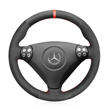 Cargue la imagen en el visor de la Galería, MEWANT Black Leather Suede Car Steering Wheel Cover for Mercedes Benz C-Class W203
