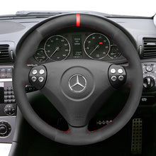 Load image into Gallery viewer, MEWANT Black Leather Suede Car Steering Wheel Cover for Mercedes Benz C-Class W203
