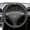 MEWANT Black Leather Suede Car Steering Wheel Cover for Mercedes Benz C-Class W203 2005-2007 / SLK-Class R171 2005-2008