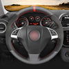 MEWANT Hand Stitch Black Leather Suede Carbon Fiber Car Steering Wheel Cover for Fiat Punto Bravo Linea Qubo Doblo Grande Punto for Opel Combo (D)