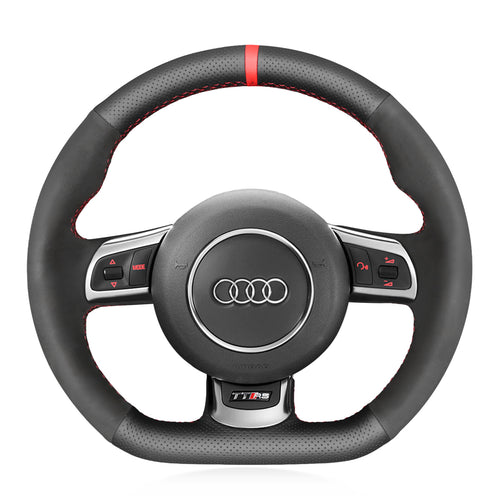 Car steering wheel cover for Audi TT RS (8J) Coupe 2009-2014 / TT RS Cabriolet 2009-2014 / R8 (42) Coupe 2010-2015 / R8 Cabriolet 2010-2015 / RS 3 (8P) Sportback (Hatchback) 2011-2013 / RS 6 (C6) Saloon 2008-2010 / RS 6 Avant 2008-2010