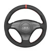 MEWANT Black Leather Suede Car Steering Wheel Cover for Audi TT (8N) 1998-2001 / A8 S8 (D2) 1998-2002 / S4 (B5) 1997-2001 / S6 (C5)