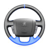 MEWANT Black Blue Real Genuine Leather Suede Car Steering Wheel Cover Wrap for Peugeot Boxer Citroen Jumper Relay Fiat Ducato