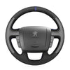 MEWANT Black Blue Real Genuine Leather Suede Car Steering Wheel Cover Wrap for Peugeot Boxer Citroen Jumper Relay Fiat Ducato