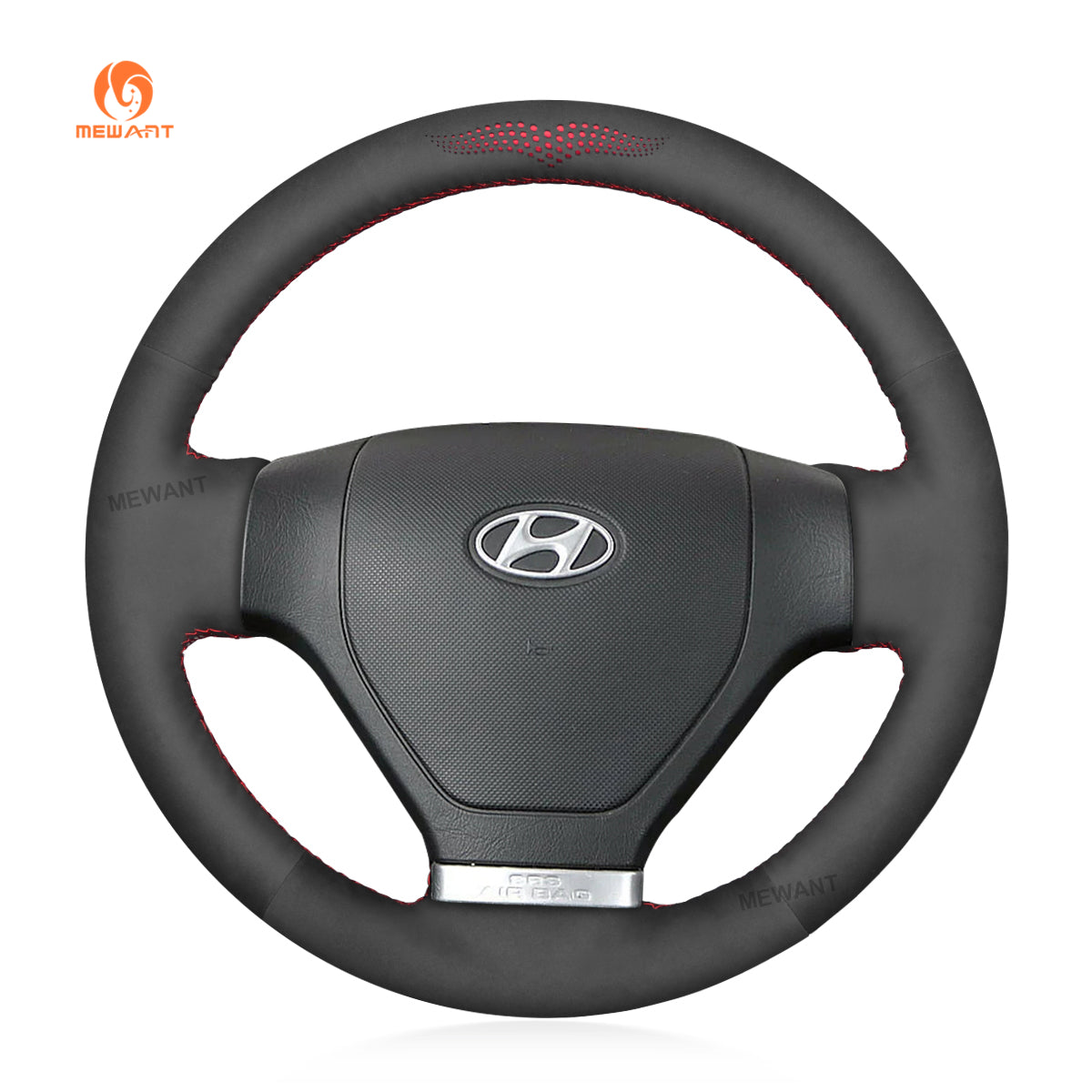 MEWANT Black Leather Suede Car Steering Wheel Cover for Hyundai Coupe 2002-2007 / Tiburon 2003-2006