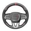 MEWANT DIY Black Leather Suede Carbon Fiber Car Steering Wheel Cover for Dodge Challenger Charger 2015-2021/ Dodge Durango 2018-2021