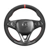 MEWANT Hand Stitch Black Genuine Leather Suede Car Steering Wheel Cover for Opel Astra K Corsa E Crossland Grandland Insignia Zafira