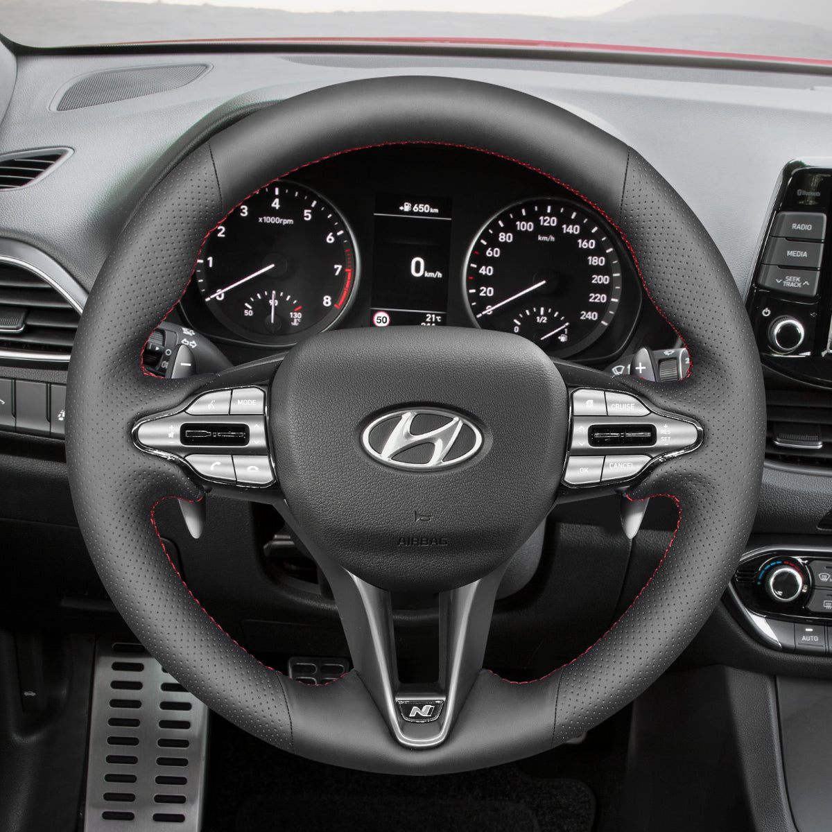 Car Steering Wheel Cover for Hyundai i30 N 2018-2020 / Veloster N 2019-2021