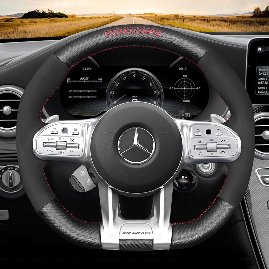 Car Steering Wheel Cover for Mercedes Benz AMG A35 W177 C190 W205 W213