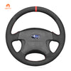 MEWANT Black Leather Suede Car Steering Wheel Cover for Subaru Forester Impreza Legacy Outback Baja