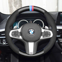 Load image into Gallery viewer, MEWANT Black Suede Carbon Fiber Car Steering Wheel Cover for G20 F44 G22 G26 G30 G32 G11 G14 G15 G16 G01 G02 G05 G06 G07 G29
